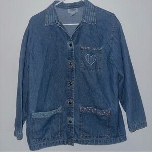 Teddi Vintage 90’s ‘Hearts Desire’ Floral Denim Button Up Shirt/Jacket S